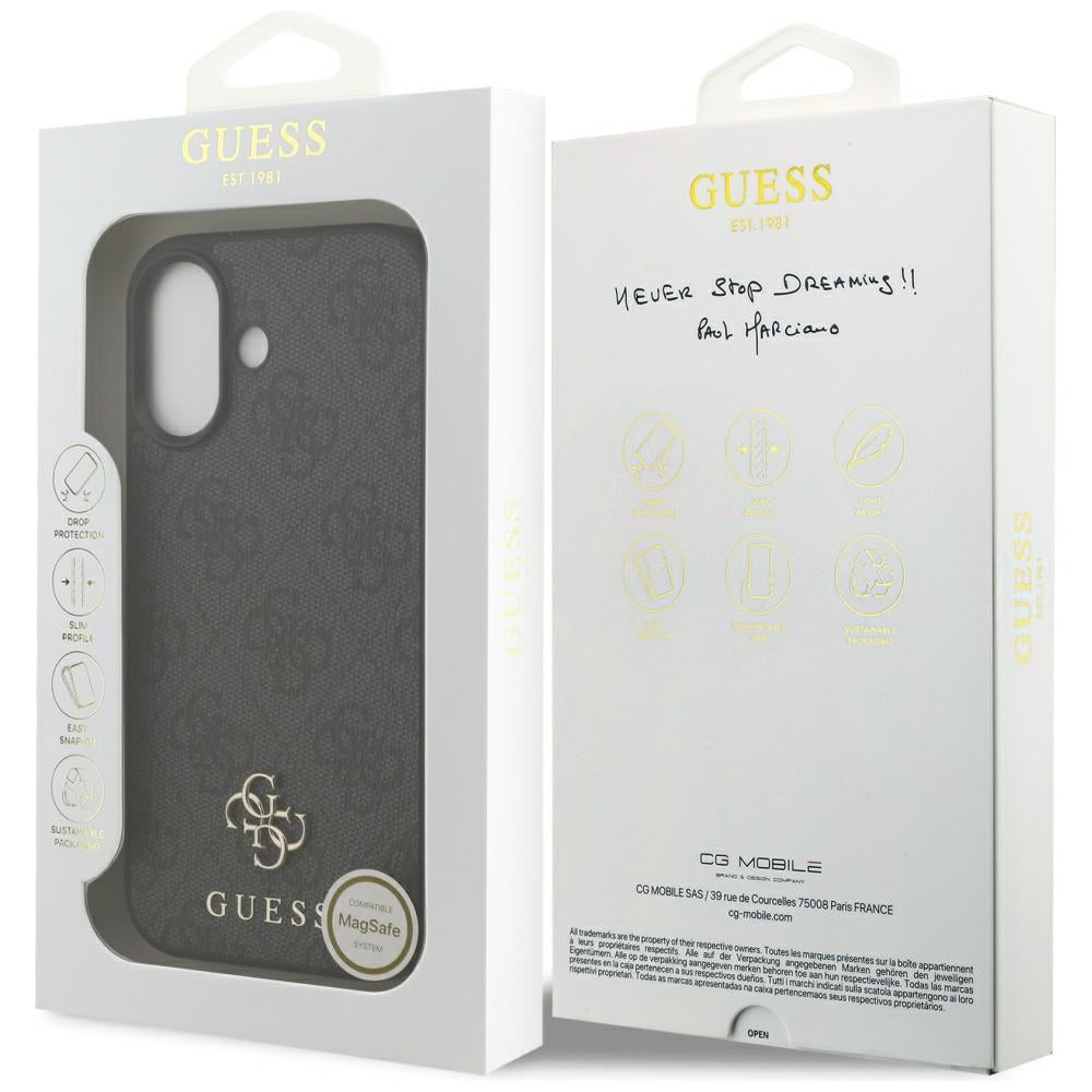 Калъф MagSafe за Apple iPhone 17, Guess, 4G Small and Classic Logo, Черен