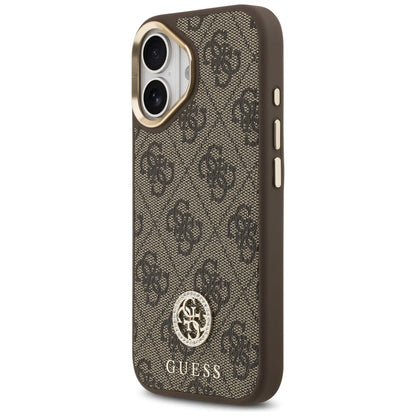 Калъф MagSafe за Apple iPhone 17, Guess, 4G Strass Logo, Кафяв