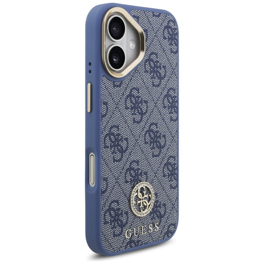 Калъф MagSafe за Apple iPhone 17, Guess, 4G Strass Logo with Big Strap, Син