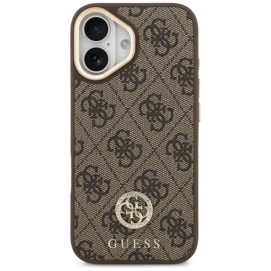 Калъф MagSafe за Apple iPhone 17, Guess, 4G Strass Logo with Big Strap, Кафяв