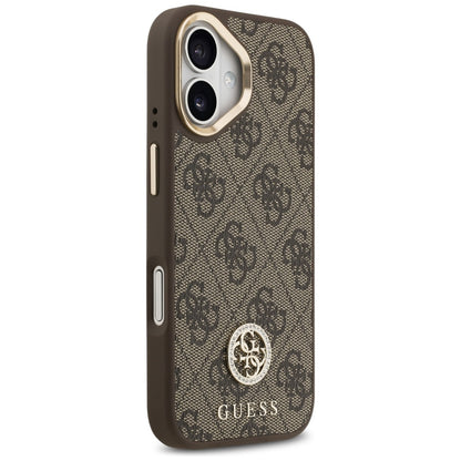 Калъф MagSafe за Apple iPhone 17, Guess, 4G Strass Logo with Big Strap, Кафяв