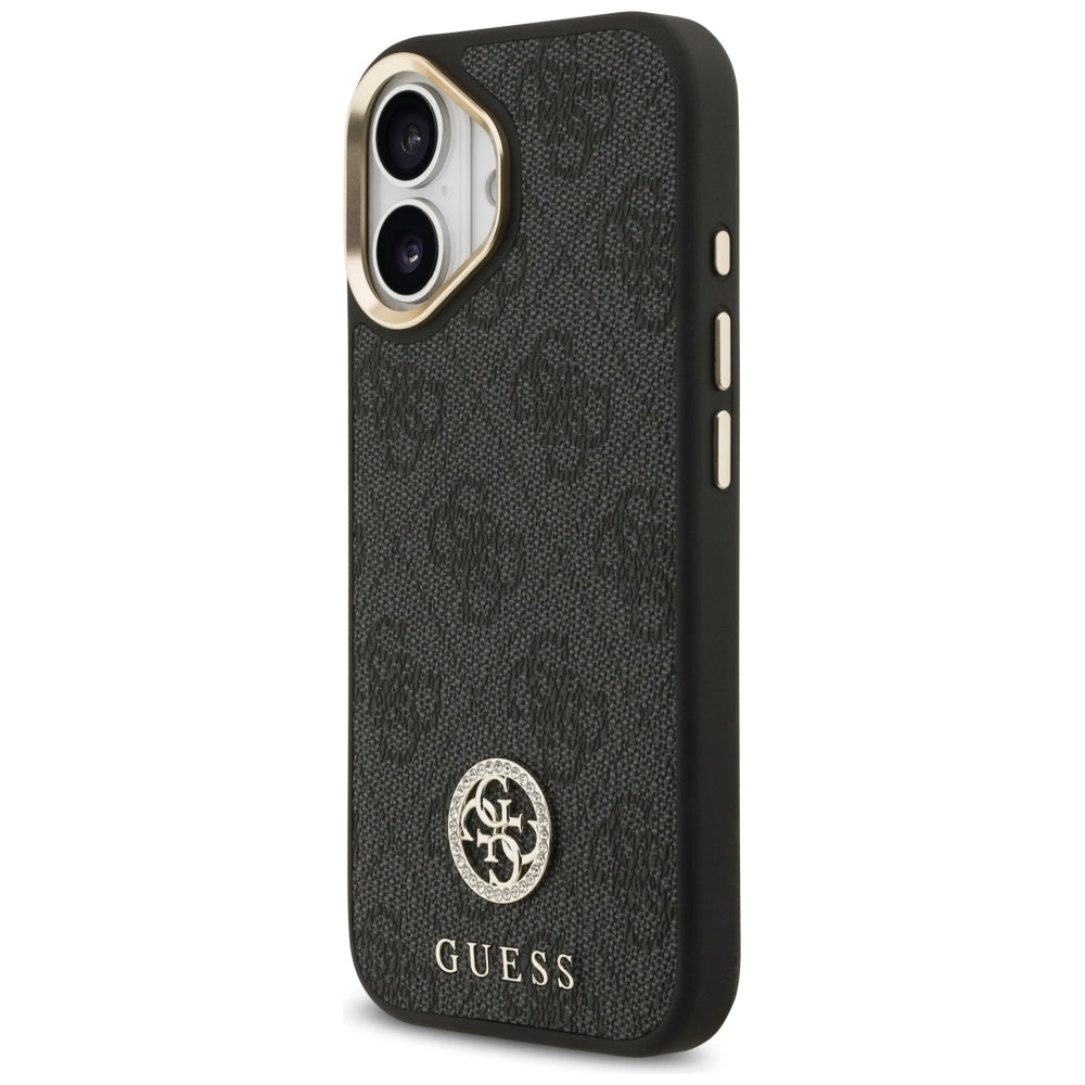 Калъф MagSafe за Apple iPhone 17, Guess, 4G Strass Logo with Big Strap, Черен