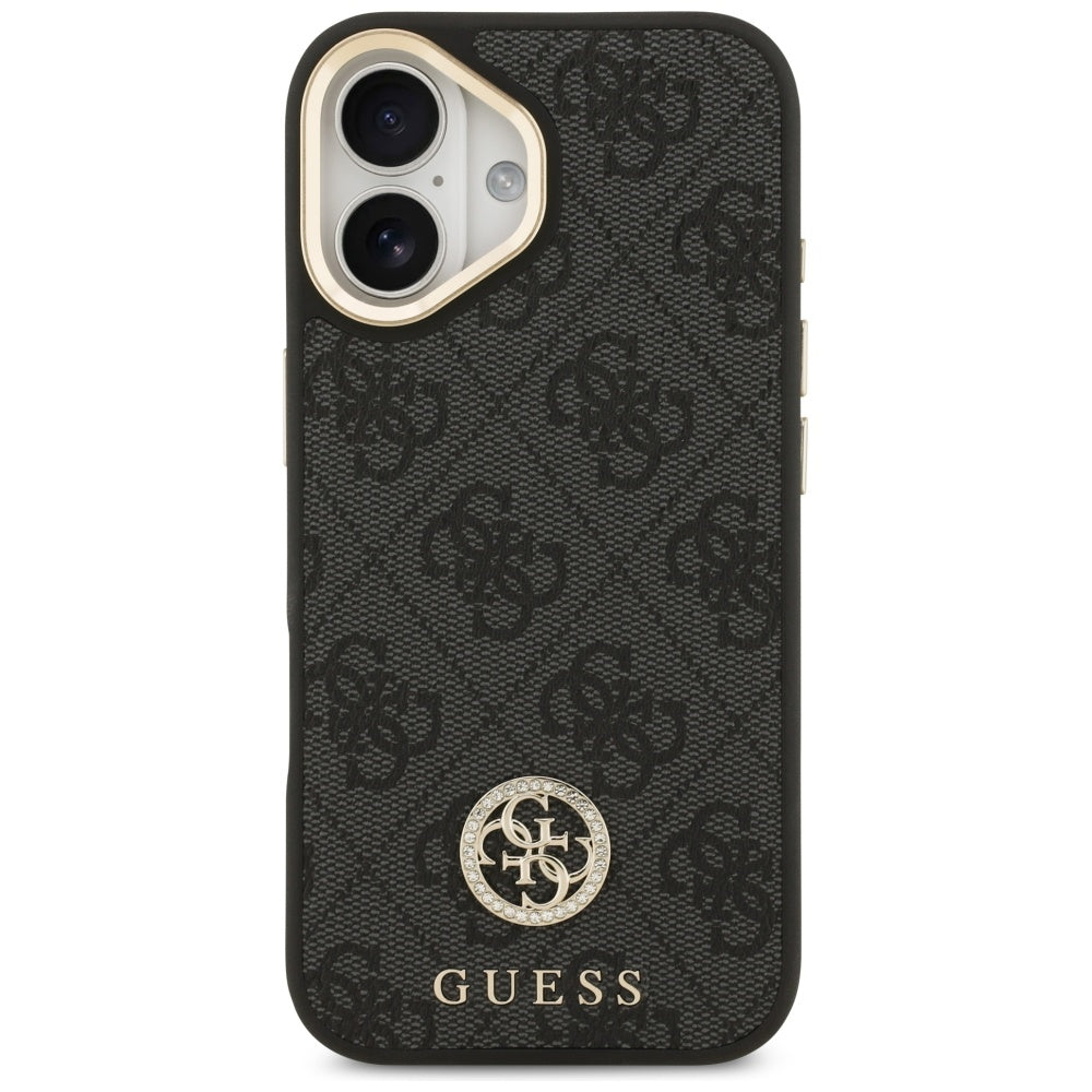 Калъф MagSafe за Apple iPhone 17, Guess, 4G Strass Logo with Big Strap, Черен