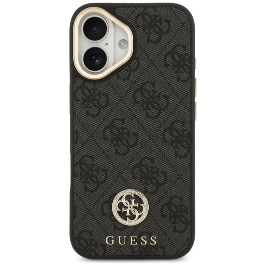 Калъф MagSafe за Apple iPhone 17, Guess, 4G Strass Logo with Big Strap, Черен