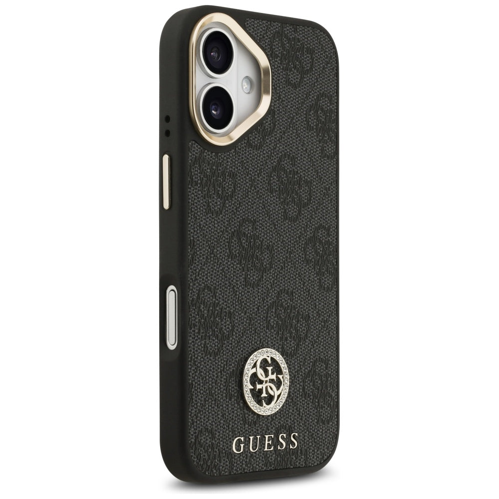 Калъф MagSafe за Apple iPhone 17, Guess, 4G Strass Logo with Big Strap, Черен