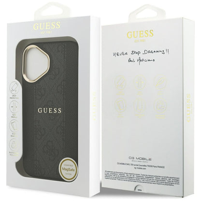 Калъф MagSafe за Apple iPhone 17, Guess, 4G Stripe, Черен