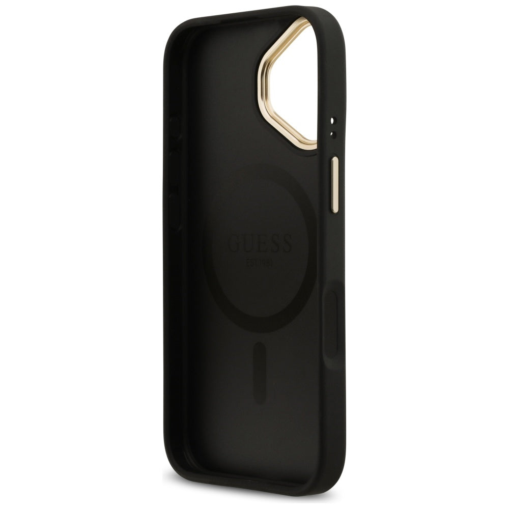 Калъф MagSafe за Apple iPhone 17, Guess, 4G Stripe, Черен