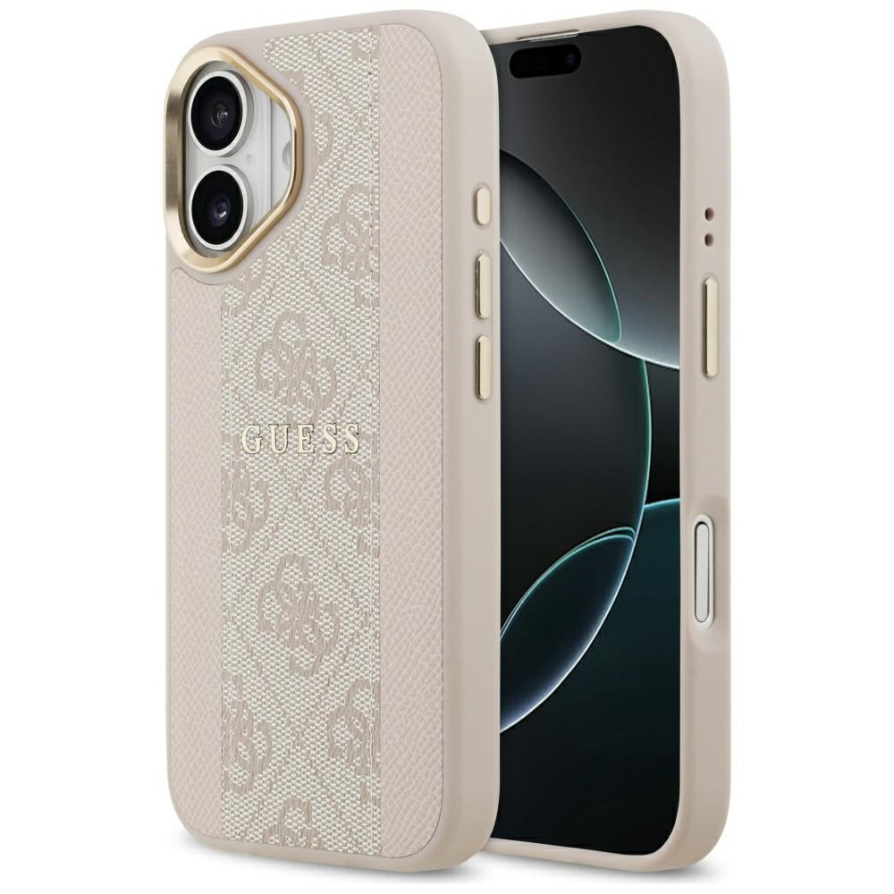 Калъф MagSafe за Apple iPhone 17, Guess, 4G Stripe, Розов