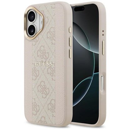 Калъф MagSafe за Apple iPhone 17, Guess, 4G Stripe, Розов