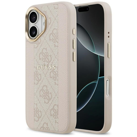 Калъф MagSafe за Apple iPhone 17, Guess, 4G Stripe, Розов