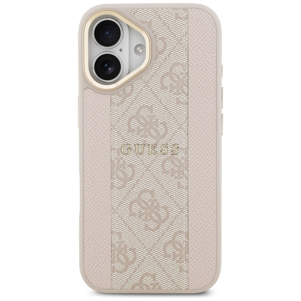 Калъф MagSafe за Apple iPhone 17, Guess, 4G Stripe, Розов