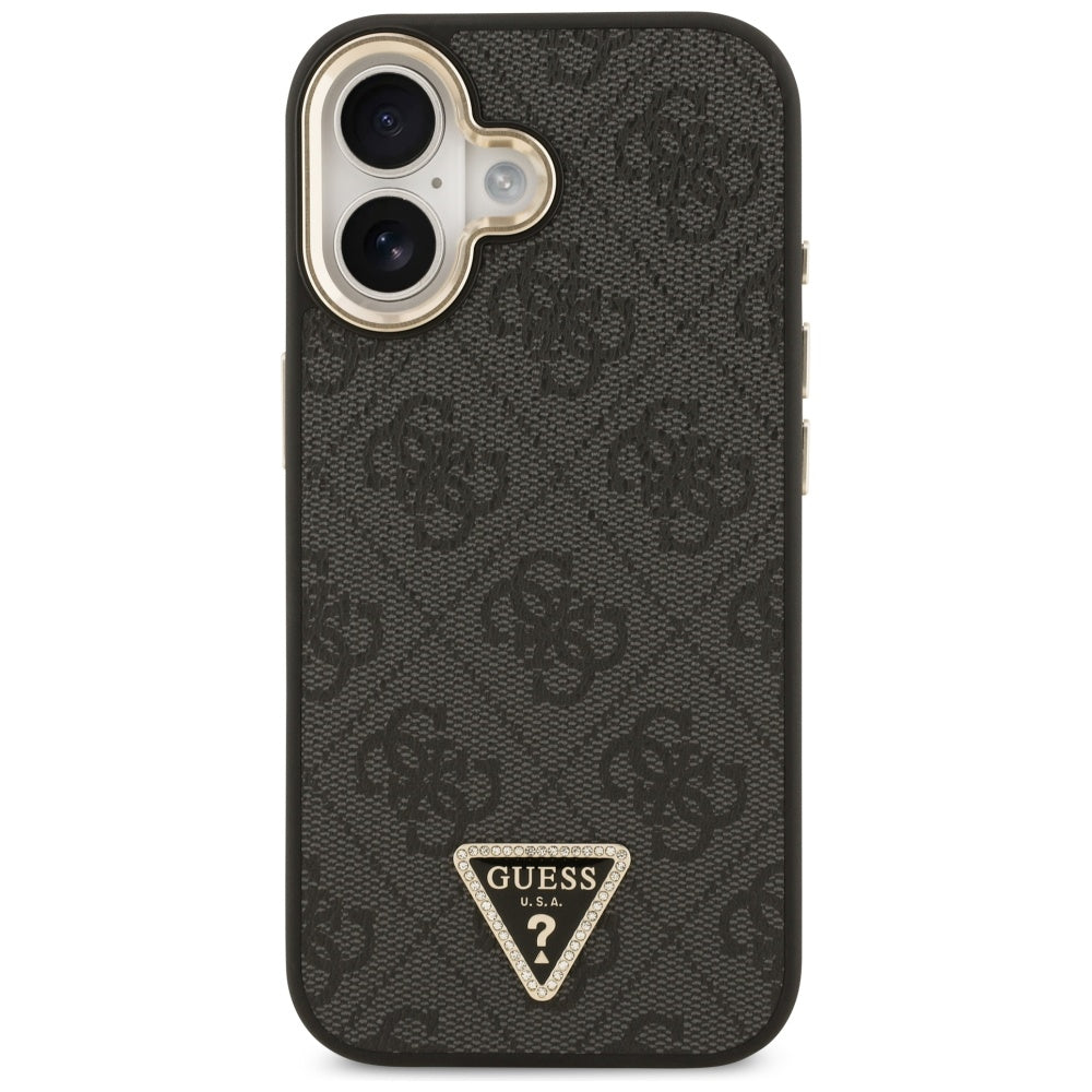 Калъф MagSafe за Apple iPhone 17, Guess, 4G Triangle Diamond Logo, Черен