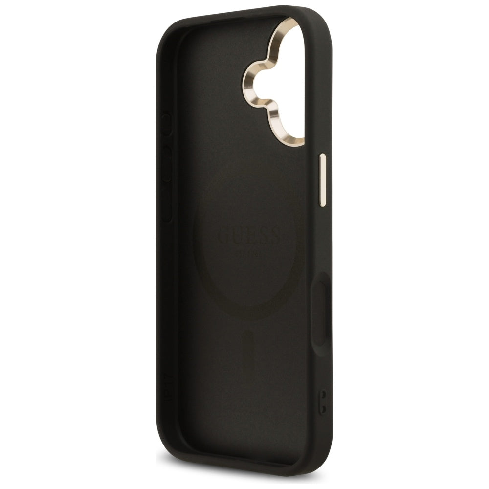 Калъф MagSafe за Apple iPhone 17, Guess, 4G Triangle Diamond Logo, Черен