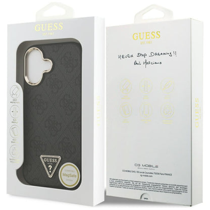 Калъф MagSafe за Apple iPhone 17, Guess, 4G Triangle Diamond Logo, Черен