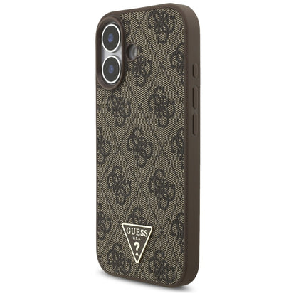 Калъф MagSafe за Apple iPhone 17, Guess, 4G Triangle Logo Cord Strap, Кафяв