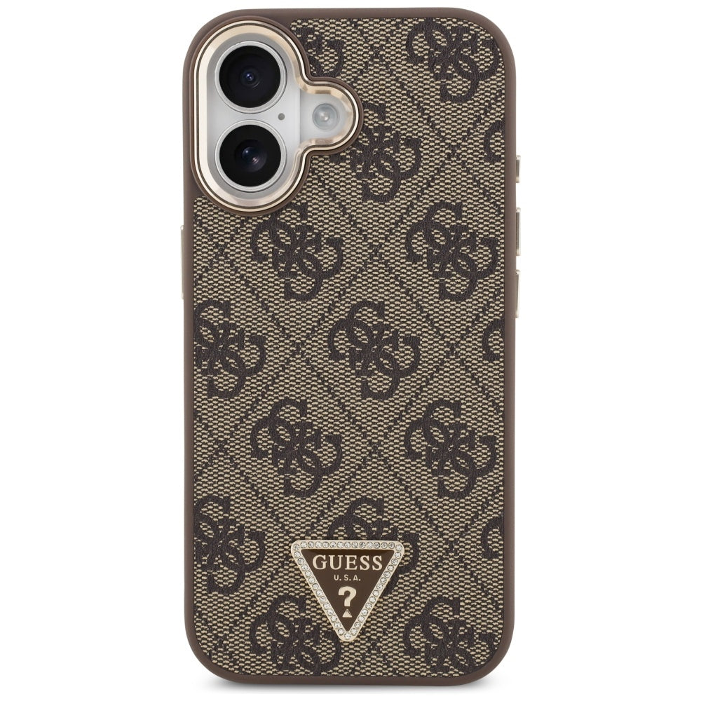 Калъф MagSafe за Apple iPhone 17, Guess, 4G Triangle Logo, Златисто-кафяв
