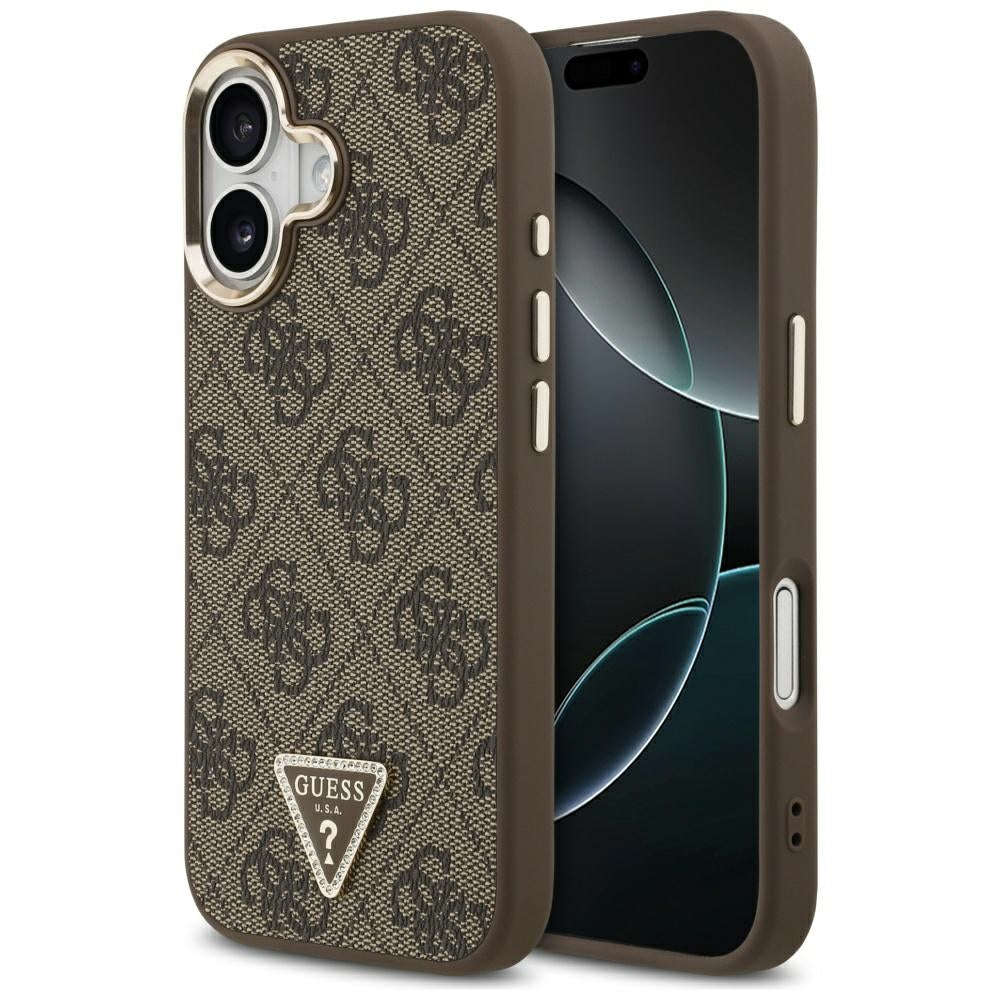 Калъф MagSafe за Apple iPhone 17, Guess, 4G Triangle Logo, Златисто-кафяв