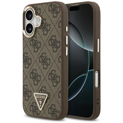 Калъф MagSafe за Apple iPhone 17, Guess, 4G Triangle Logo, Златисто-кафяв