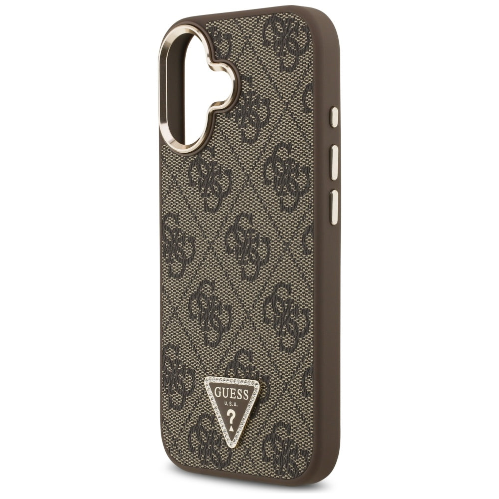 Калъф MagSafe за Apple iPhone 17, Guess, 4G Triangle Logo, Златисто-кафяв
