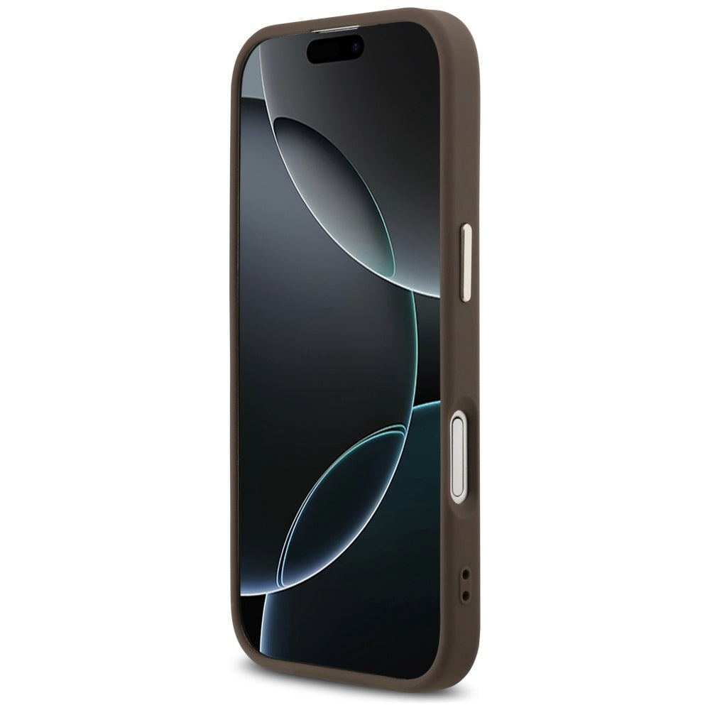 Калъф MagSafe за Apple iPhone 17, Guess, 4G Triangle Logo, Златисто-кафяв