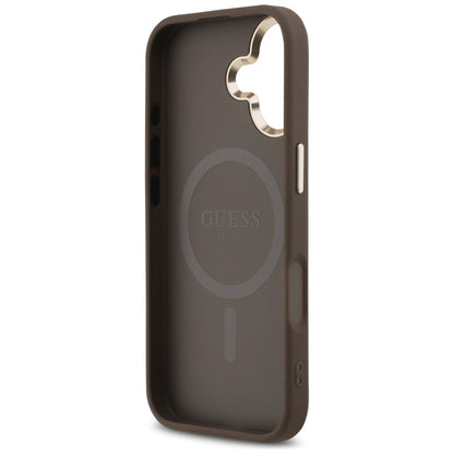 Калъф MagSafe за Apple iPhone 17, Guess, 4G Triangle Logo, Златисто-кафяв