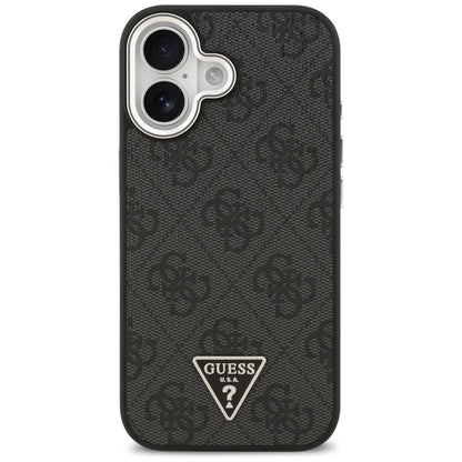 Калъф MagSafe за Apple iPhone 17, Guess, 4G Triangle Logo, Черно Сребрист