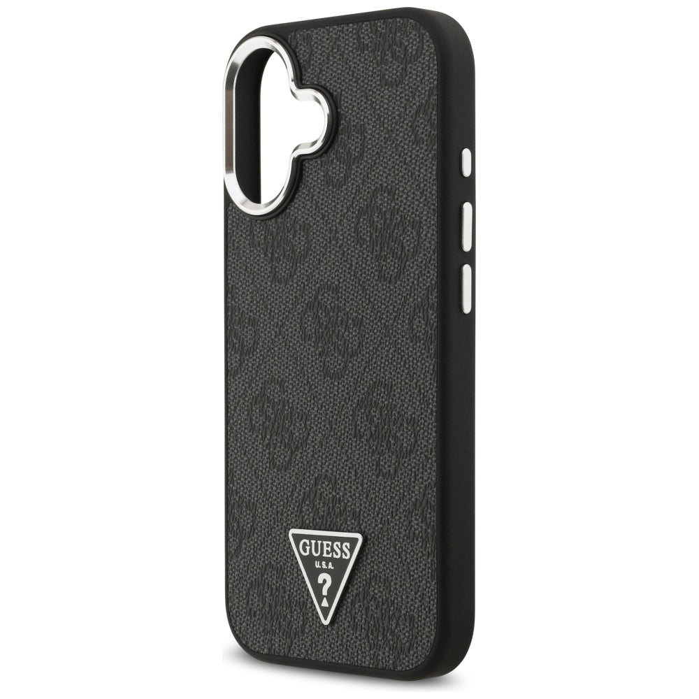 Калъф MagSafe за Apple iPhone 17, Guess, 4G Triangle Logo, Черно Сребрист