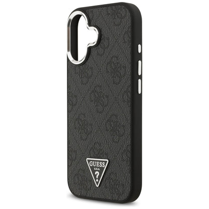 Калъф MagSafe за Apple iPhone 17, Guess, 4G Triangle Logo, Черно Сребрист