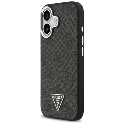 Калъф MagSafe за Apple iPhone 17, Guess, 4G Triangle Logo, Черно Сребрист