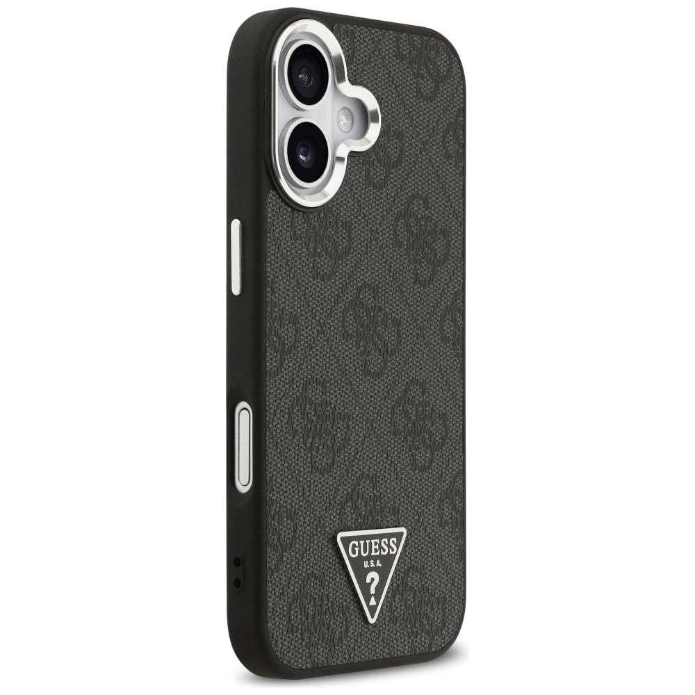 Калъф MagSafe за Apple iPhone 17, Guess, 4G Triangle Logo, Черно Сребрист