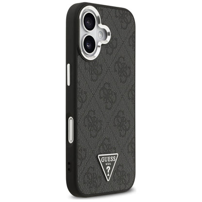 Калъф MagSafe за Apple iPhone 17, Guess, 4G Triangle Logo, Черно Сребрист