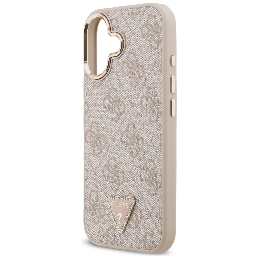 Калъф MagSafe за Apple iPhone 17, Guess, 4G Triangle Logo, Розово Злато