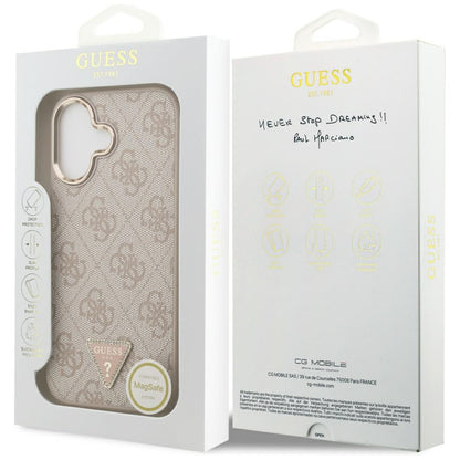 Калъф MagSafe за Apple iPhone 17, Guess, 4G Triangle Logo, Розово Злато