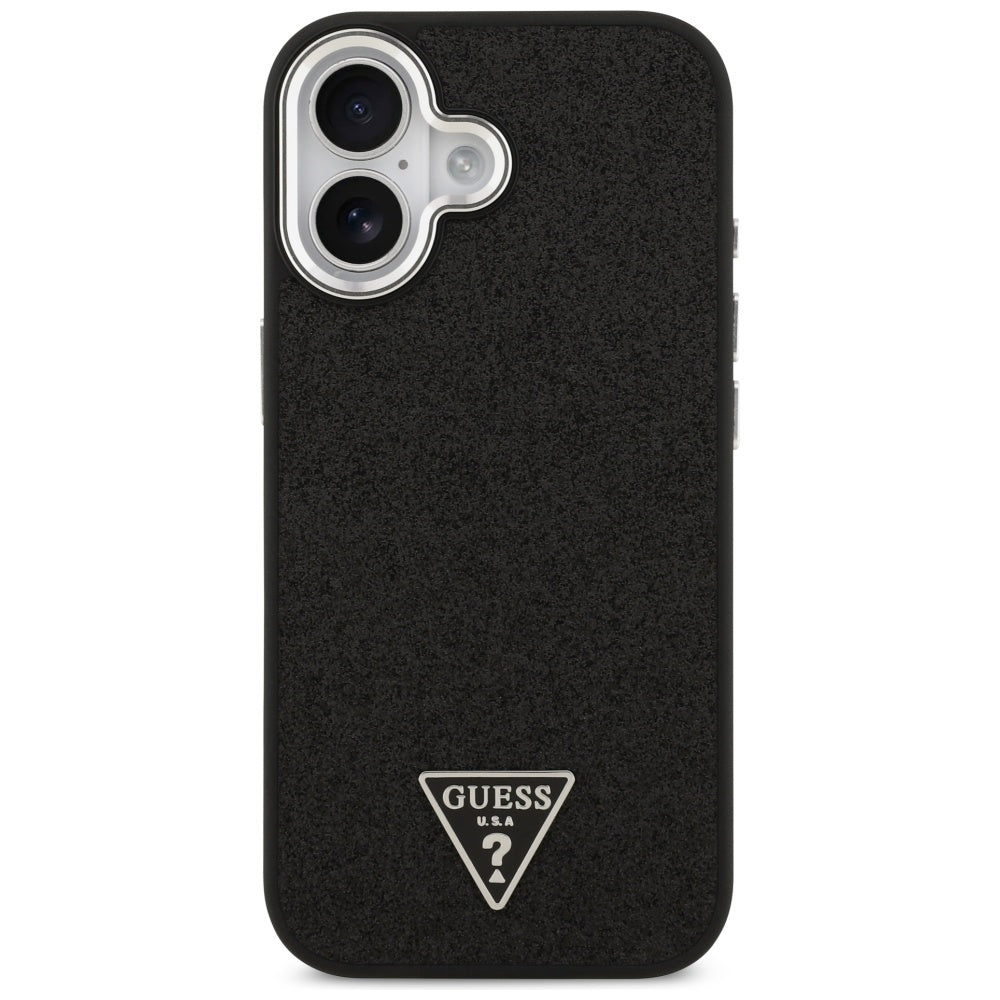 Калъф MagSafe за Apple iPhone 17, Guess, Glitter Triangle Logo, Черен