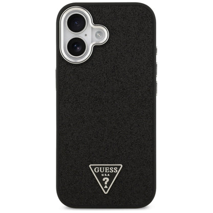 Калъф MagSafe за Apple iPhone 17, Guess, Glitter Triangle Logo, Черен