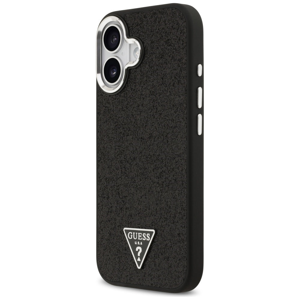 Калъф MagSafe за Apple iPhone 17, Guess, Glitter Triangle Logo, Черен