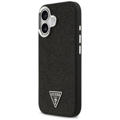 Калъф MagSafe за Apple iPhone 17, Guess, Glitter Triangle Logo, Черен