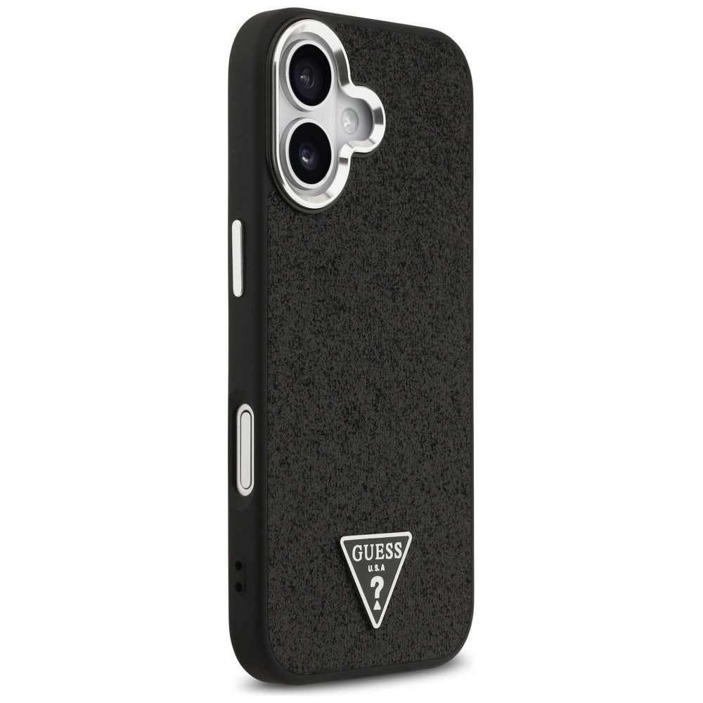 Калъф MagSafe за Apple iPhone 17, Guess, Glitter Triangle Logo, Черен