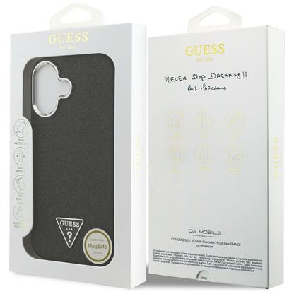 Калъф MagSafe за Apple iPhone 17, Guess, Glitter Triangle Logo, Черен