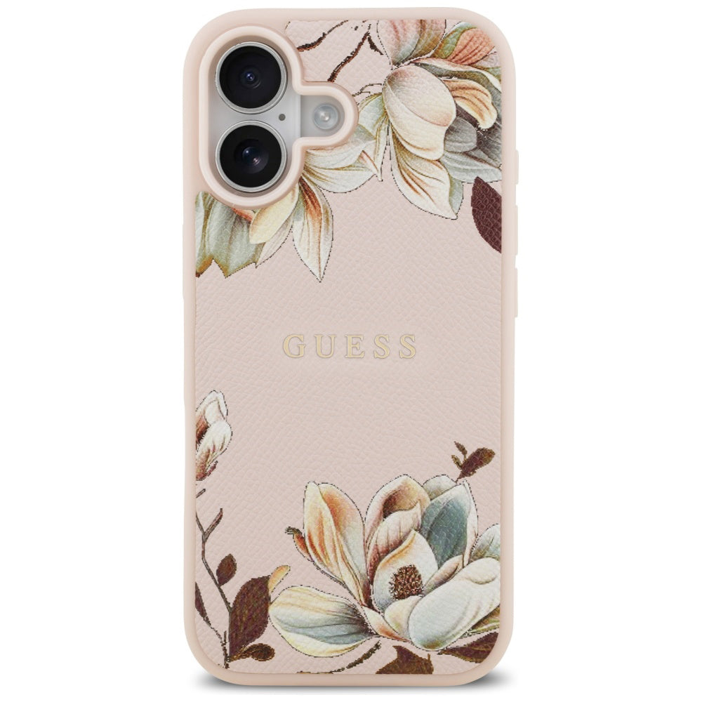 Калъф MagSafe за Apple iPhone 17, Guess, Grained Flowers, Розов