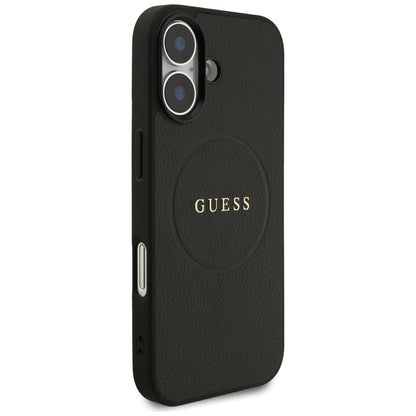 Калъф MagSafe за Apple iPhone 17, Guess, Grained Gold Ring, Черен