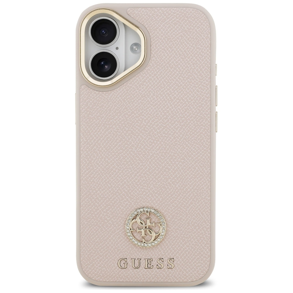 Калъф MagSafe за Apple iPhone 17, Guess, Grained Strass Logo, Розов