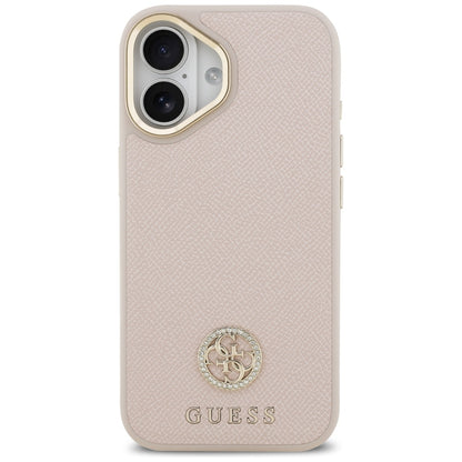 Калъф MagSafe за Apple iPhone 17, Guess, Grained Strass Logo, Розов