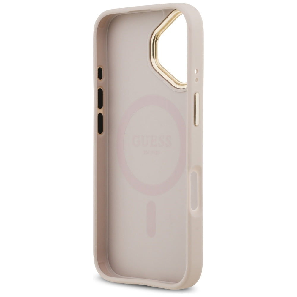 Калъф MagSafe за Apple iPhone 17, Guess, Grained Strass Logo, Розов