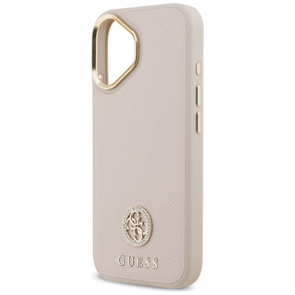 Калъф MagSafe за Apple iPhone 17, Guess, Grained Strass Logo, Розов
