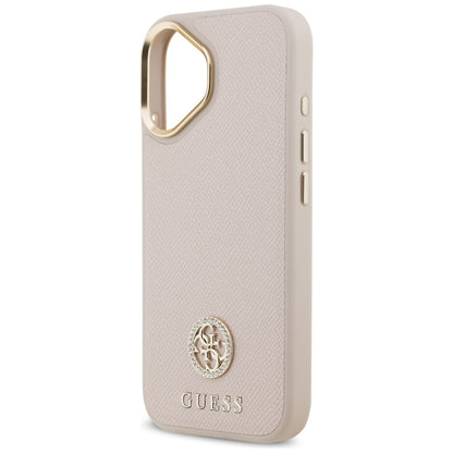Калъф MagSafe за Apple iPhone 17, Guess, Grained Strass Logo, Розов