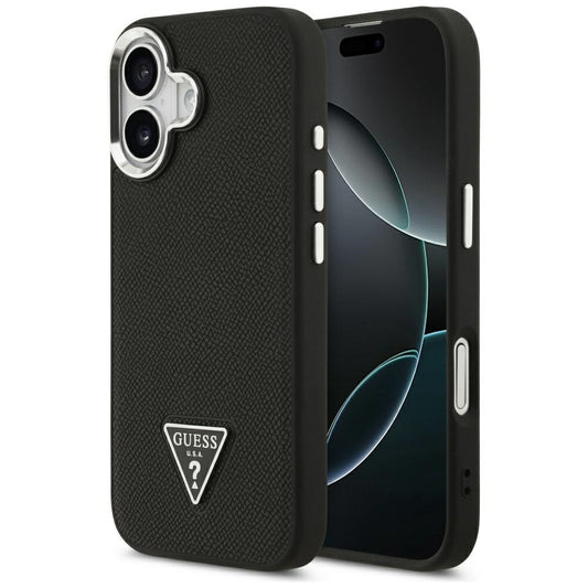 Калъф MagSafe за Apple iPhone 17, Guess, Grained Triangle Logo, Черен