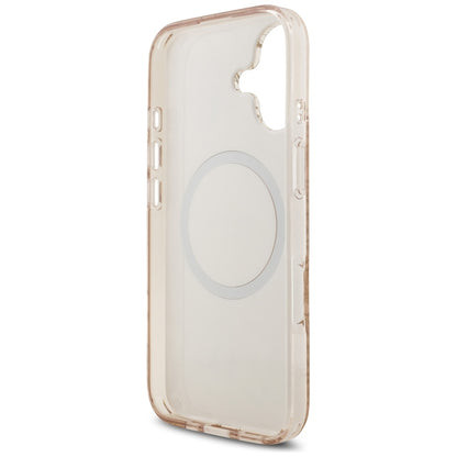 Калъф MagSafe за Apple iPhone 17, Guess, IML Flowers Allover Electroplated with Pearl Strap, Черен