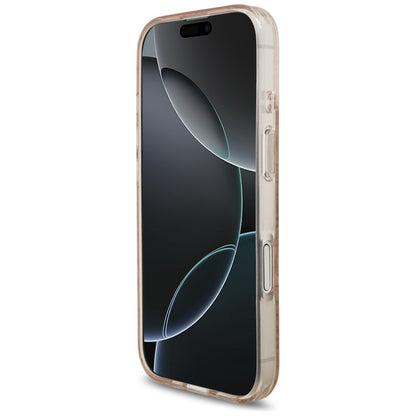 Калъф MagSafe за Apple iPhone 17, Guess, IML Flowers Allover Electroplated with Pearl Strap, Черен