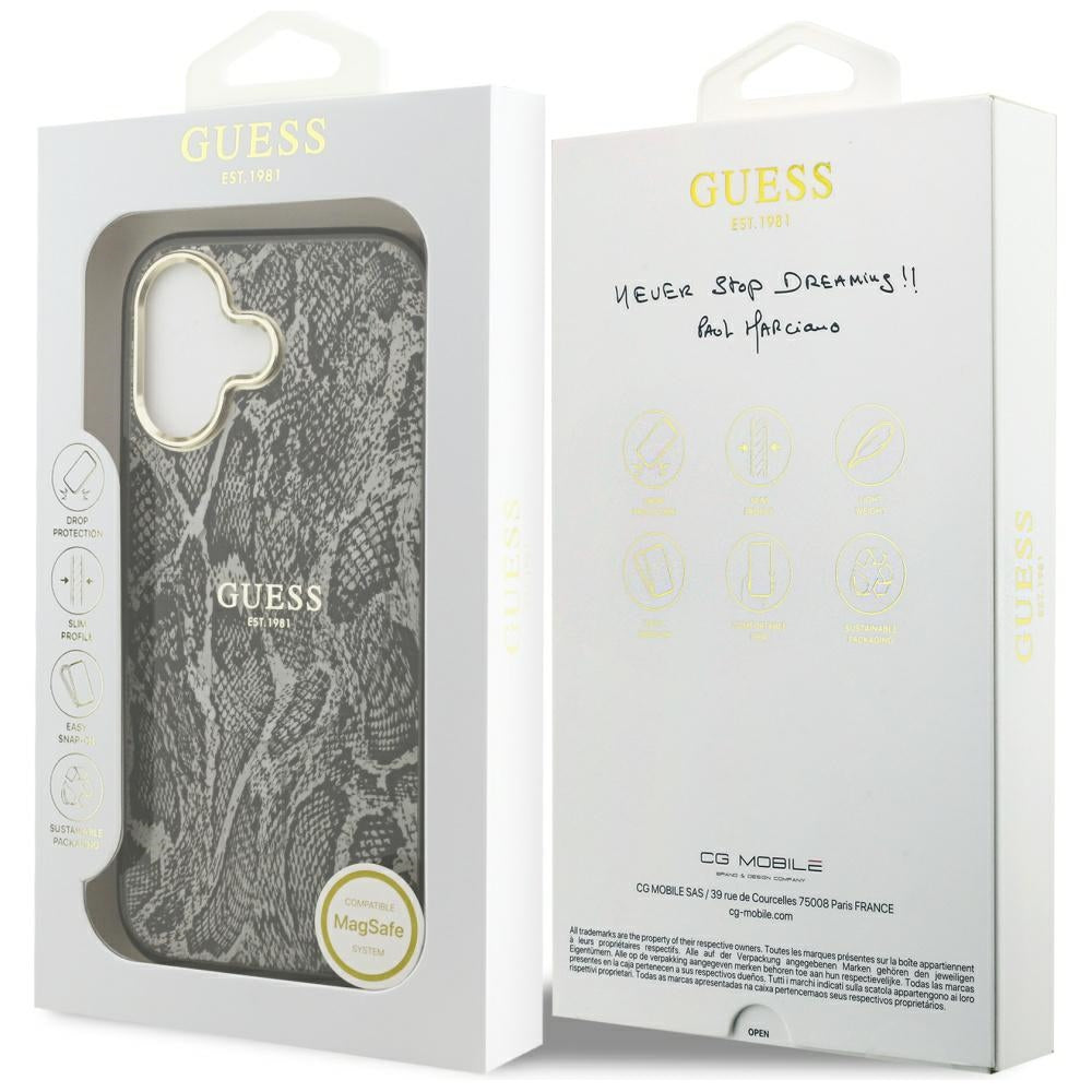 Калъф MagSafe за Apple iPhone 17, Guess, Python Pattern, Черен